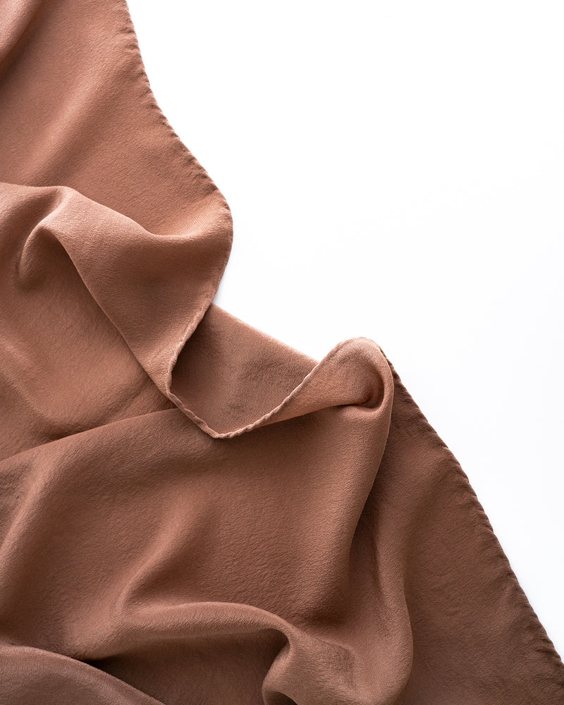 'The Classic' Washable Silk Scarf in Pecan