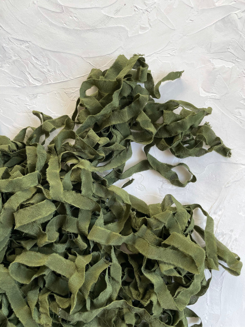 Olive Green Silk Ribbon Trim 260