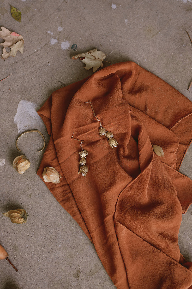 'The Scout' Washable Silk Scarf in Rust